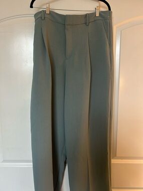 Men's Classic Pleated Dress Pants in Sage Green